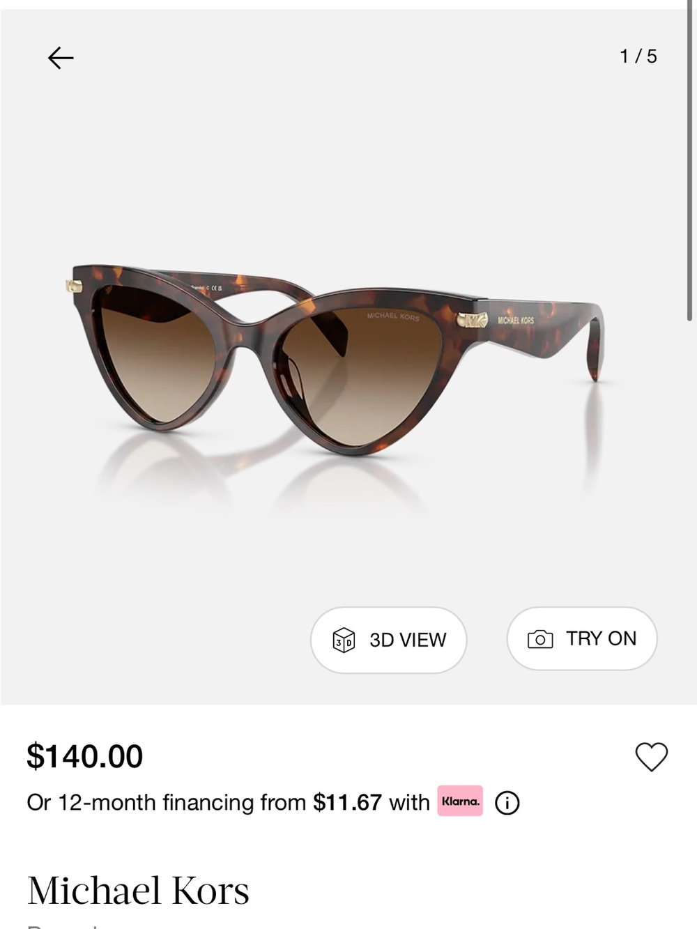 Michael Kors Roanoke Women's Tortoiseshell Cat Eye Sunglasses - Brown